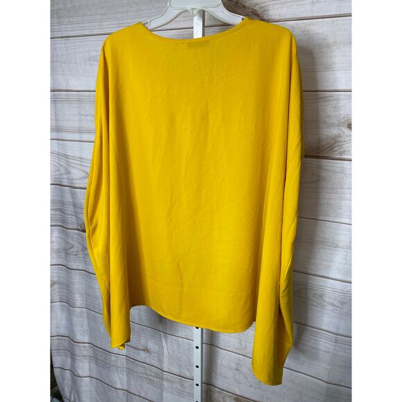 New Patrizia Luca Milano Women's OS Yellow V Neck Dropped Shoulder Sweater Top - Picture 2 of 5
